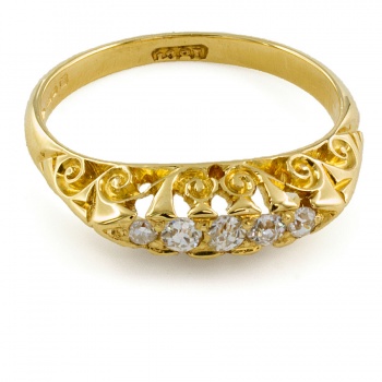 18ct Gold Diamond 5 Stone Ring Size N